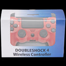 Control alámbrico DoubleShock 4 rojo para PlayStation 4, con botones y joysticks negros, sobre fondo blanco.