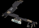 Puerto de carga USB-C flex cable verde para iPhone 15 Plus A2847, pieza OEM usada.