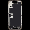 Chasis medio usado iPhone 16 Pro Max Natural Titanium con piezas pequeñas para reparación.