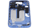 Marco medio iPhone 16 (US Version) azul ultramarino con botones power y volumen, repuesto chasis A3104 A3106.