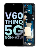 Pantalla OLED original negra para LG V60 ThinQ 5G con frame, ideal para reparación de display roto.