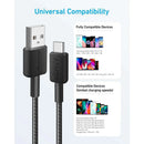 Cable de carga USB Anker trenzado de 6 pies en color negro, disponible en Quetzaltenango.