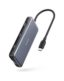 Hub USB-C Anker 555 Powerexpand 8 en 1 gris, para expansión de conectividad multitarea.