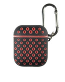 Funda AirPods con correa anti perdida en negro y rojo, ideal para proteger tus AirPods en Xela Quetzaltenango.