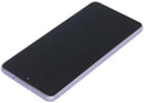 Pantalla OLED con marco para Samsung Galaxy S21 FE 5G en color lavanda, repuesto para reparación display.