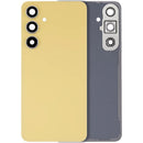 Tapa trasera de vidrio amarillo para Samsung Galaxy S24 FE con lente de cámara, repuesto aftermarket.