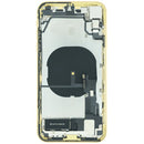 Tapa trasera amarilla para iPhone XR (A1984, A2105) con puerto de carga y componentes preinstalados.