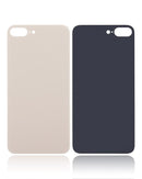 Tapa trasera para iPhone 8 Plus con adhesivo 3M (Agujero grande para camara, Dorado)