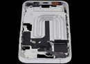 Marco medio blanco para iPhone 16 (A29xx) con botones de volumen y power, ideal para reparación de chasis.