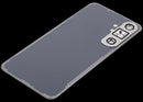 Tapa trasera gris para Samsung Galaxy S24 FE con lente de cámara, pieza de repuesto sin logo.