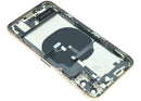 Tapa trasera dorada Grade B para iPhone XS (A1920, A2097) con puerto de carga y componentes preinstalados.