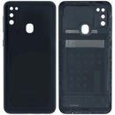 Tapa trasera original Samsung Galaxy M21 negra con lente de cámara, repuesto SM-M215F.