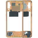 Tapa intermedia naranja para Samsung Galaxy A70 (A705), repuesto original para reparación de carcasa.