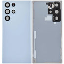 Tapa trasera de vidrio azul cielo para Samsung Galaxy S22 Ultra 5G con lente de cámara integrada, repuesto.