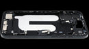 Chasis medio negro usado para iPhone 16 Plus (A3204, A3206) con puerto de carga flex y pequeñas partes.