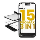 Reparación de cristal con OCA preinstalado y marco para iPhone 15 Pro Max en Xela, Quetzaltenango.