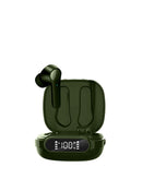 Auriculares True Wireless Control en color verde vibrante, compactos y ergonómicos, para audio de alta calidad.
