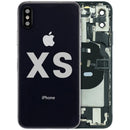 Tapa trasera Space Gray para iPhone XS (A1920, A2097) con puerto de carga y componentes preinstalados, grado B.