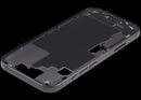 Chasis medio usado de iPhone 17 (A3280, A3281) con puerto de carga flex y pequeñas piezas.