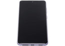 Pantalla OLED con marco para Samsung Galaxy S21 FE 5G en color lavanda, repuesto para reparación display.