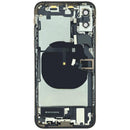 Tapa trasera dorada usada para iPhone XS (modelos A1920, A2097, A2100) con puerto de carga y cable flex preinstalado.
