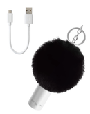 Batería portátil Bytech Pom Pom negra de 2200 mAh, compacta y elegante para cargar dispositivos móviles.