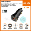 Cargador de auto dual USB LDNIO C103 PD QC4.0 en Xela Quetzaltenango.