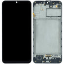 Pantalla Samsung Galaxy M21 original negra con frame, ideal para reparación de display LCD roto (SM-M215F).