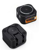 Soporte de carga inalámbrica 4 en 1 SlowBack negro para teléfono, reloj, Airpods y cable retráctil de 15W.