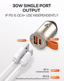 Cargador de auto LDNIO C509Q PD QC4.0 con cable USB A-M de 3 pies en Quetzaltenango.