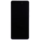 Pantalla OLED con marco para Samsung Galaxy S21 FE 5G en color lavanda, repuesto para reparación display.