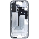 Chasis medio de iPhone 16 (A3081) blanco usado, con pequeñas piezas y marco, ideal para reparación.