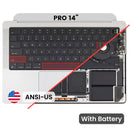 Tapa superior plateada original de MacBook Pro 14" A2918 2023 con batería y teclado ANSI US.
