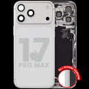 Tapa trasera plateada usada para iPhone 17 Pro Max, con puerto de carga flex y pequeñas piezas, versión global.