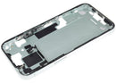 Tapa trasera verde refurbished de iPhone 15 EU con pequeños componentes para reparación.