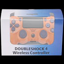Mando DualShock 4 Sunset Orange con cable para PlayStation 4, botones negros y joysticks.