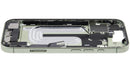 Chasis medio Sage para iPhone 17 (EU/Global) usado, con puerto de carga flex y pequeñas piezas.
