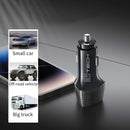 Cargador auto USB-A con cable USB C-C de 38W en color negro disponible en Xela Quetzaltenango.