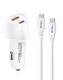 Cargador de auto USB-A de 38W con cable USB C-C de 3 pies en color negro, ideal para cargar tus dispositivos en Quetzaltenango.