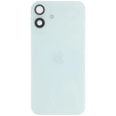 Tapa trasera original blanca para iPhone 16 Plus con MagSafe y NFC, modelo A3084, lista para reparación.