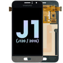 Pantalla original Samsung Galaxy J1 (J120) dorada, repuesto para reparación de display LCD.