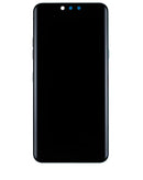 Pantalla LCD completa LG G8 ThinQ negra, marco incluido, refurbished, para reparación de display.