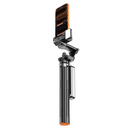Trípode selfie negro con seguimiento IA, soporte giratorio para celular y control remoto Bluetooth. Ideal para vlogs y fotos.