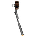 Trípode selfie negro con seguimiento IA, soporte giratorio para celular y control remoto Bluetooth. Ideal para vlogs y fotos.
