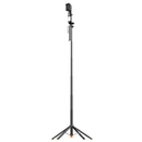 Trípode selfie negro con seguimiento IA, soporte giratorio para celular y control remoto Bluetooth. Ideal para vlogs y fotos.