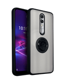 Funda negra Coolpad Legacy Brisa, trasera dura PC y TPU suave con borde colorido y soporte I-ring.