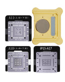 Stencil de reballing WL BGA para iPhone 6 a 15 Pro Max en Quetzaltenango para reparaciones de IC de CPU en talleres especializados.