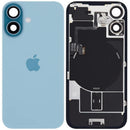 Tapa trasera de vidrio color teal para iPhone 16 con MagSafe, NFC y flex de linterna, repuesto original.