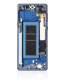Pantalla OLED usada Samsung Galaxy Note 9 Ocean Blue con marco, lista para reparación de display.