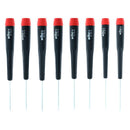 Juego de destornilladores de precisión Torx Wiha de 8 piezas (T1-T10) con mangos ergonómicos y puntas de acero duradero.